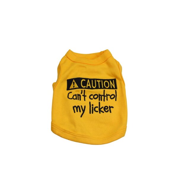 Parisian Pet Yellow Tee caution Can't Control My Licker Small Dog 92351 - Picture 1 of 5